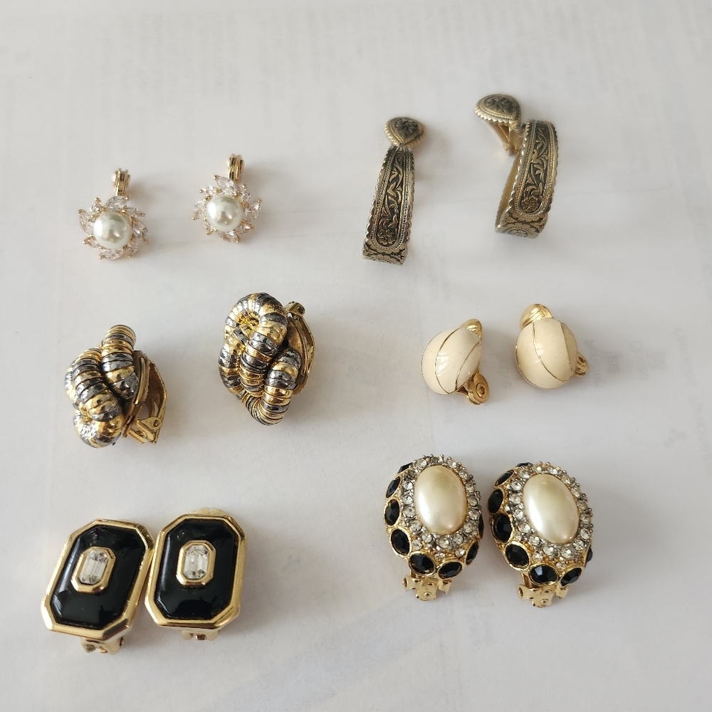 6 pairs of clip-on earrings